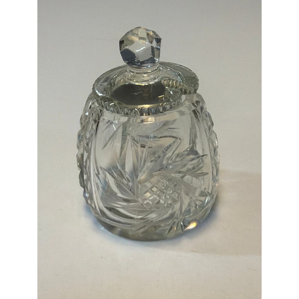 American Brilliant Period Antique Cut Glass Jam/Mustard/Relish Jar lid no spoon